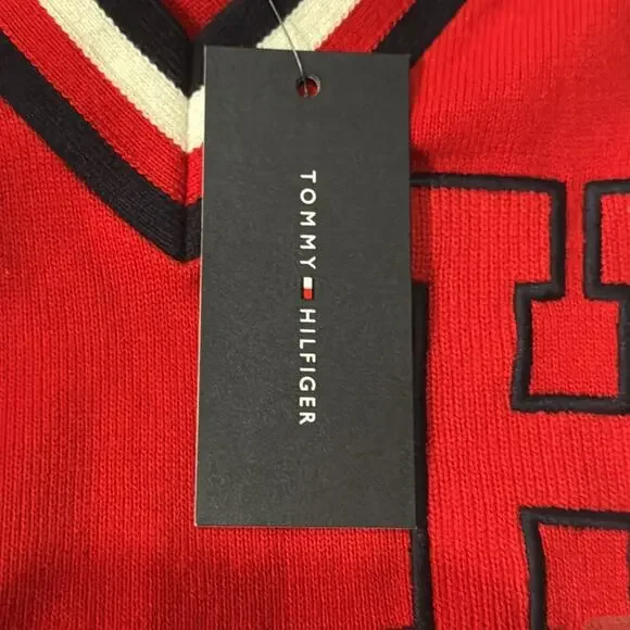 NWT Tommy Hilfiger Letterman H Red Navy Blue White Sweater Size XS - Picture 5 of 5